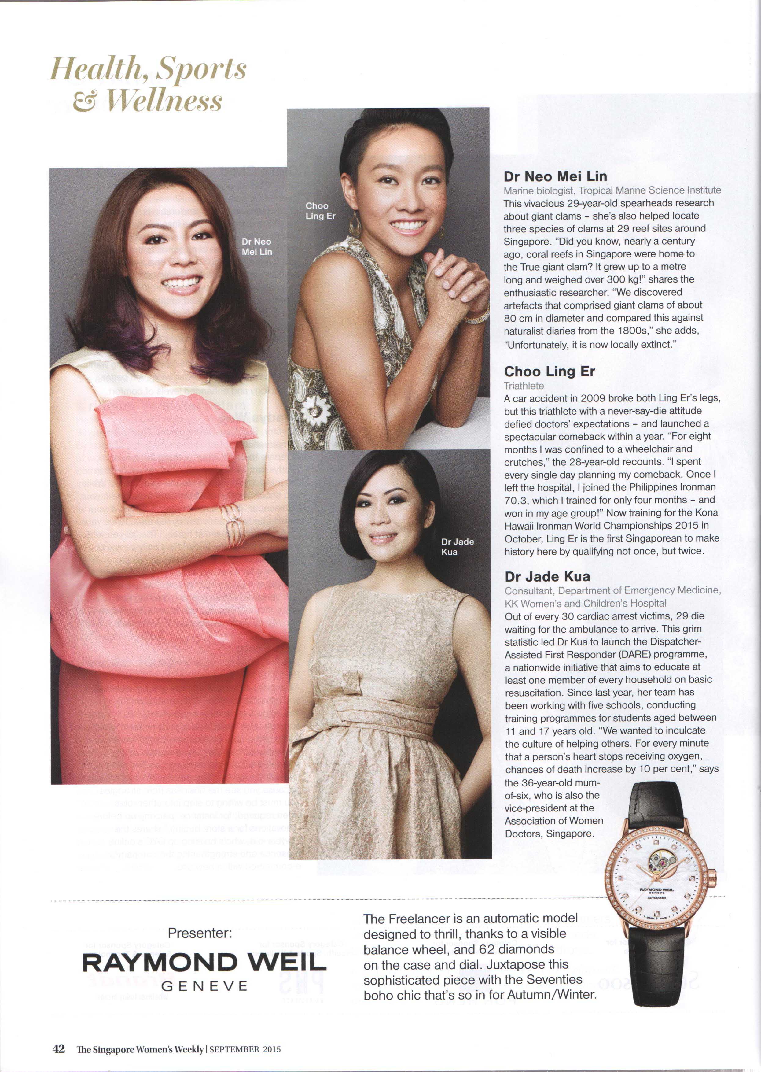 Career] The Singapore's Women Weekly – Great Women of Our Time 2015 –  Nomination for the “Sports, Health and Wellness” category – Mei Lin Neo